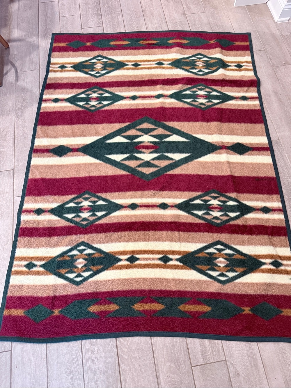 Vintage Biederlack Southwestern Geometric Fleece Throw Blanket USA 55x76